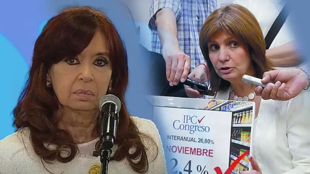 Cristina Kirchner chicaneó la inflación de 2,5% y recordó el cartel de Patricia Bullrich en su contra